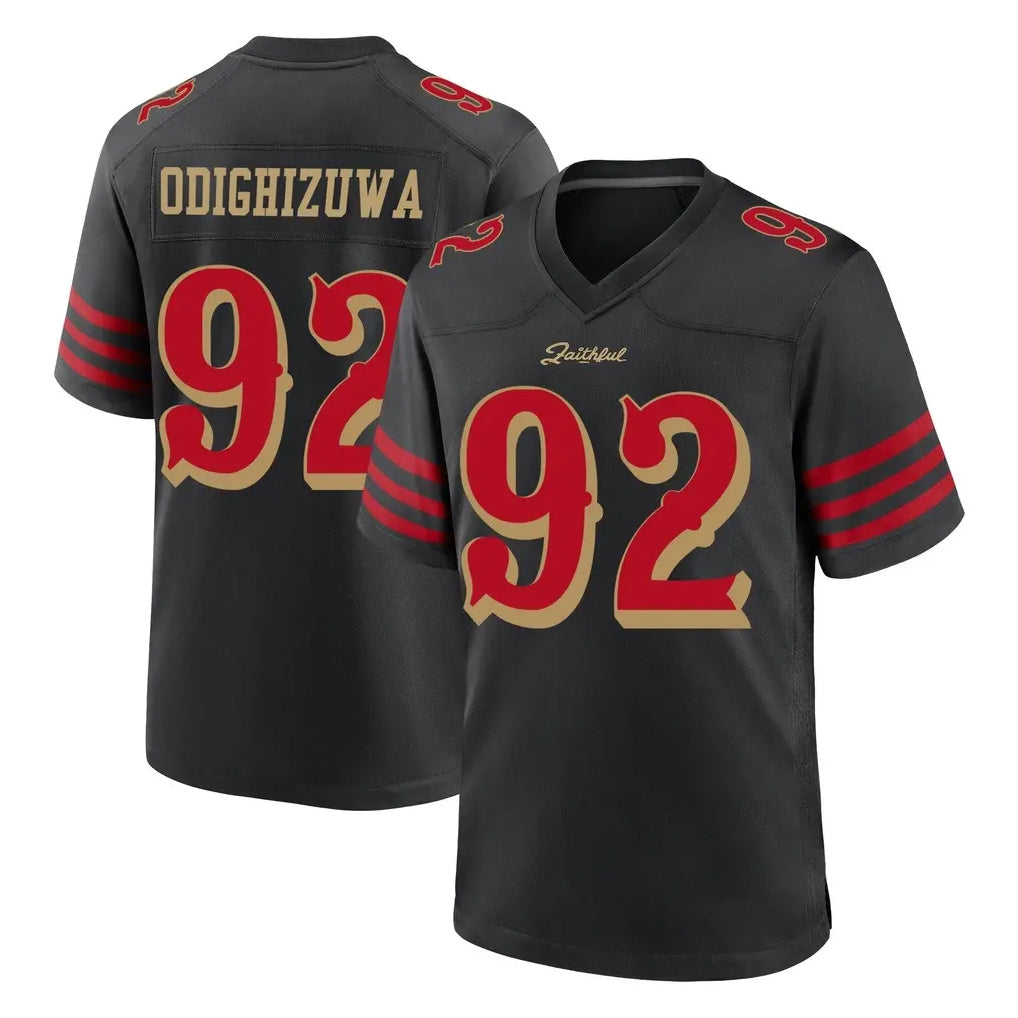 SF.49ers #92 Osa Odighizuwa Player Black Rivalries Collection Home Game BALCE Stitched Jerseys