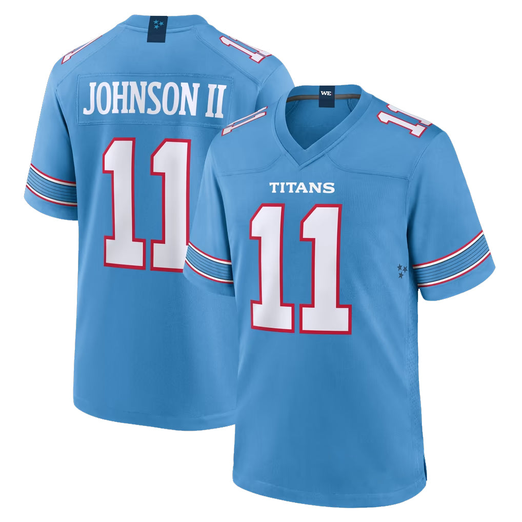 T.Titans #11 Jermaine Johnson II Player Light Blue 2026 Game Home BALCE Stitched Jerseys