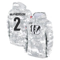 C.Bengals #2 Evan McPherson Player Arctic Camo Salute to Service Pullover Hoodie Limited BALCE Stitched Jerseys
