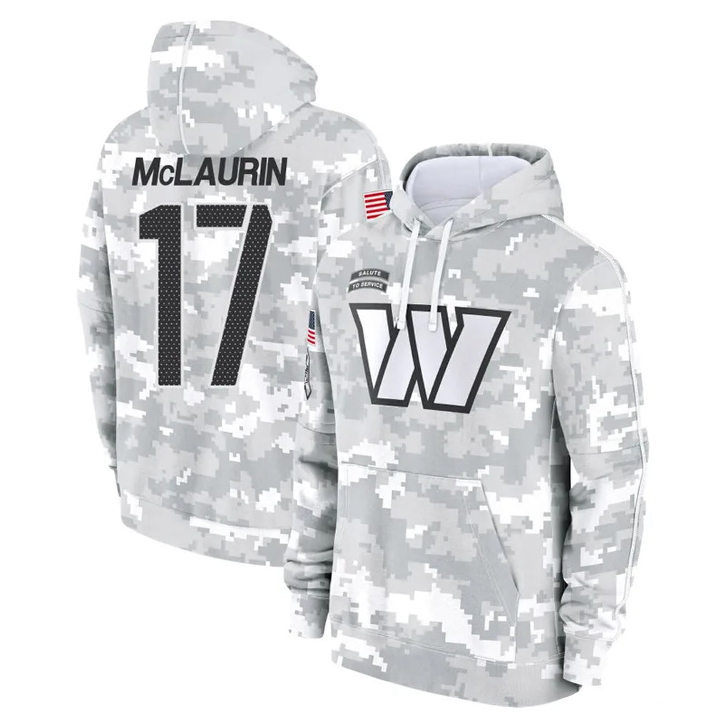 W.Commanders #17 Terry Mclaurin Player Arctic Camo Limited Salute to Service Pullover Hoodies Game BALCE Stitched Jerseys