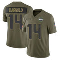 S.Seahawks #14 Sam Darnold Player Olive 2025 Salute To Service Limited Home Game BALCE Stitched Jerseys