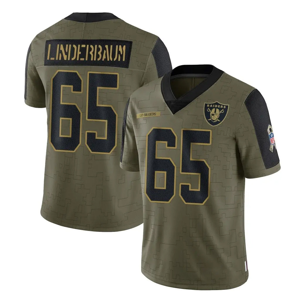 LV.Raiders #65 Tyler Linderbaum Player Olive Salute To Service Limited Game BALCE Stitched Jerseys
