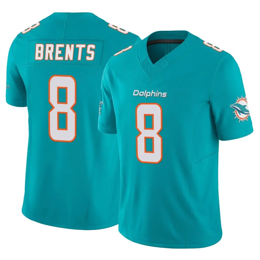 M.Dolphins #8 JuJu Brents Player Aqua Limited Vapor F.U.S.E. Home Game BALCE Stitched Jerseys