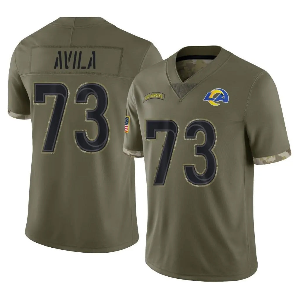 LA.Rams #73 Steve Avila Player Olive Salute To Service Limited BALCE Stitched Jerseys