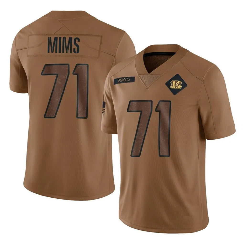 C.Bengals #71 Amarius Mims Player Brown Salute to Service Limited BALCE Stitched Jerseys