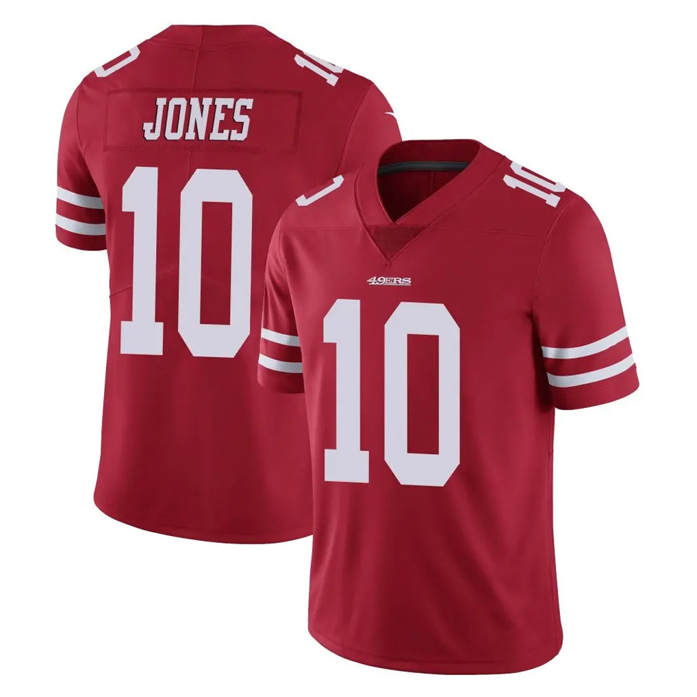 SF.49ers #10 Mac Jones Player Red Limited Vapor Untouchable Home Game BALCE Stitched Jerseys