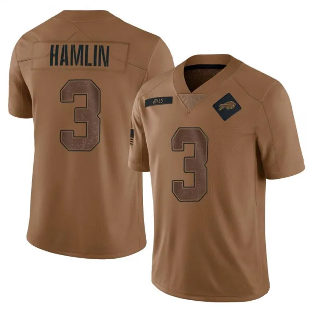 B.Bills #3 Damar Hamlin Player Brown Salute To Service Limited BALCE Stitched Jerseys
