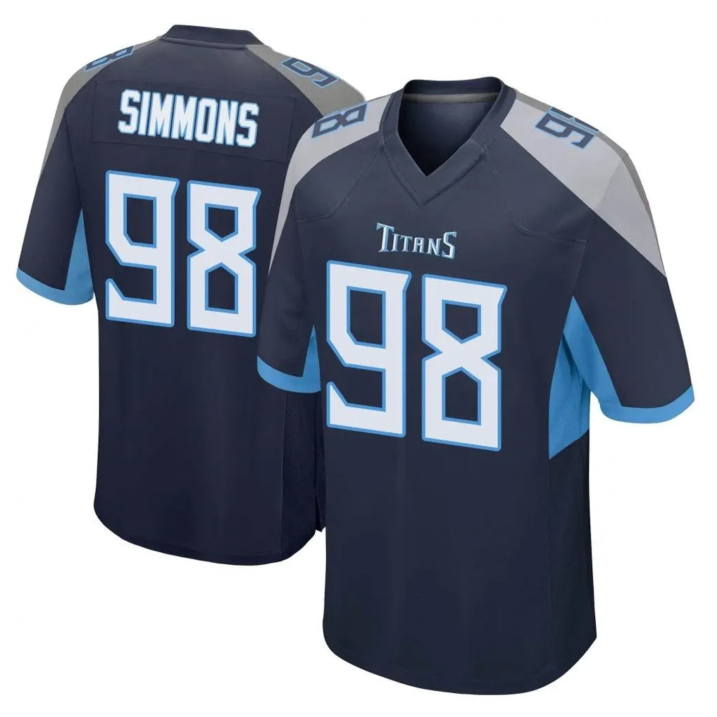 T.Titans #98 Jeffery Simmons Player Navy Home Game BALCE Stitched Jerseys