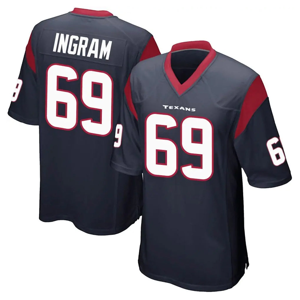 H.Texans #69 Ed Ingram Player Navy Home Game BALCE Stitched Jerseys