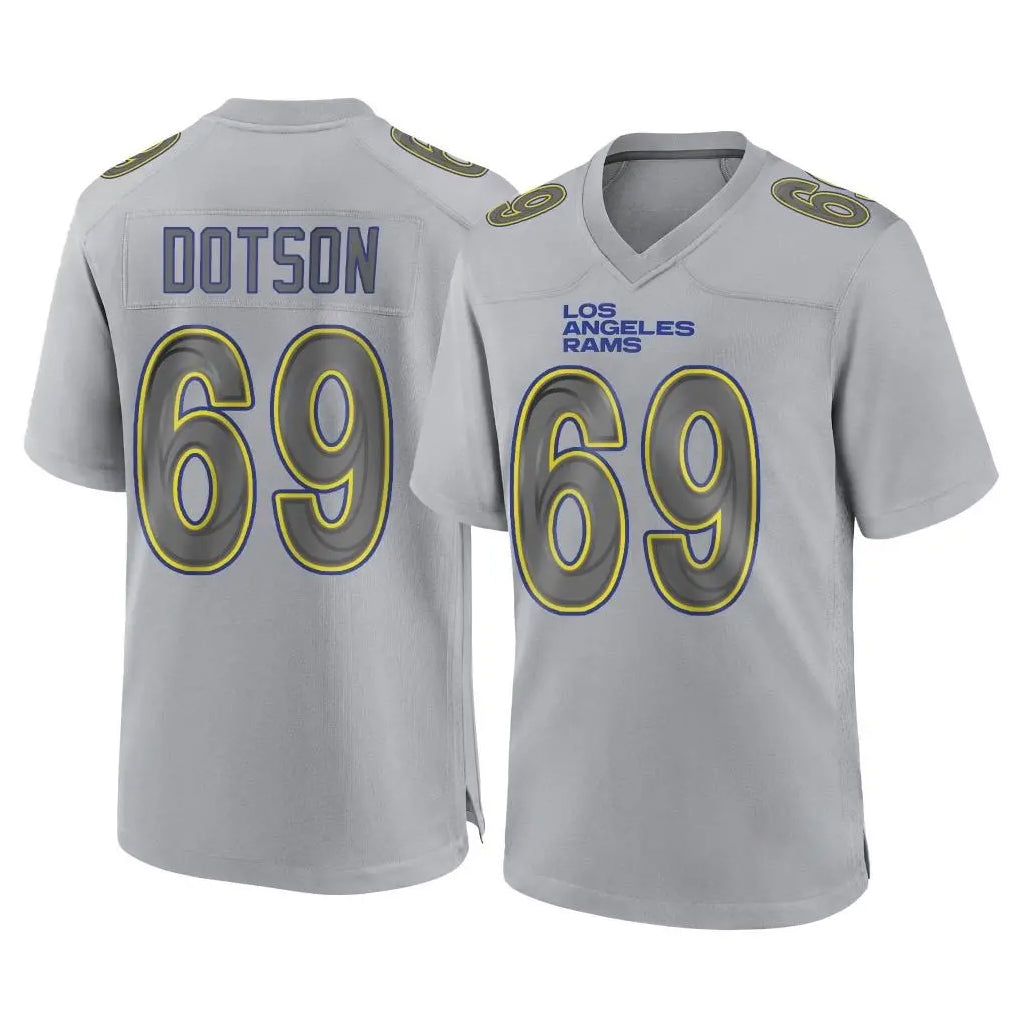LA.Rams #69 Kevin Dotson Player Gray Atmosphere Fashion Home Game BALCE Stitched Jerseys