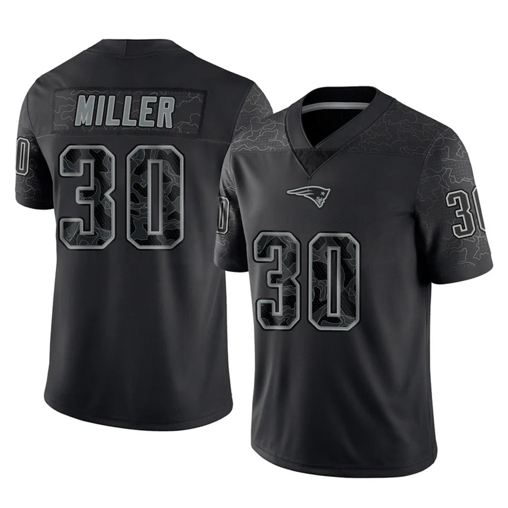 NE.Patriots #30 Jam Miller Player Black Reflective LImited Home Game BALCE Stitched Jerseys