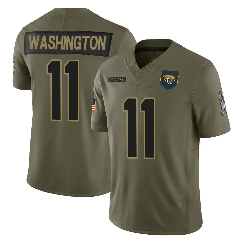 J.Jaguars #11 Parker Washington Player Olive 2025 Salute To Service Limited Game BALCE Stitched Jerseys