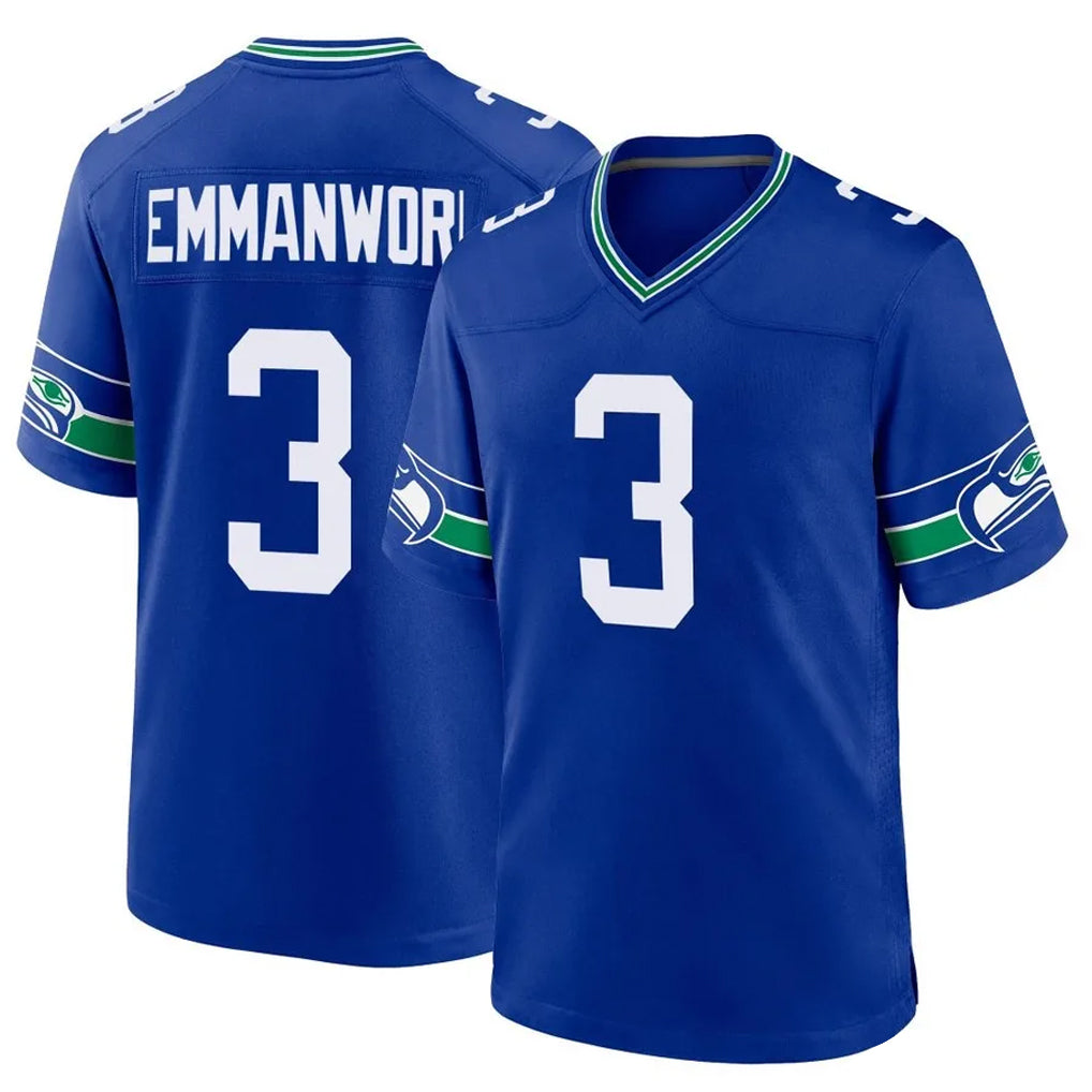 S.Seahawks #3 Nick Emmanwori Player Royal Throwback Home Game BALCE Stitched Jerseys