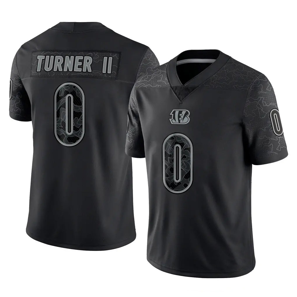 C.Bengals #0 DJ Turner II Player Black Reflective Limited Game BALCE Stitched Jerseys