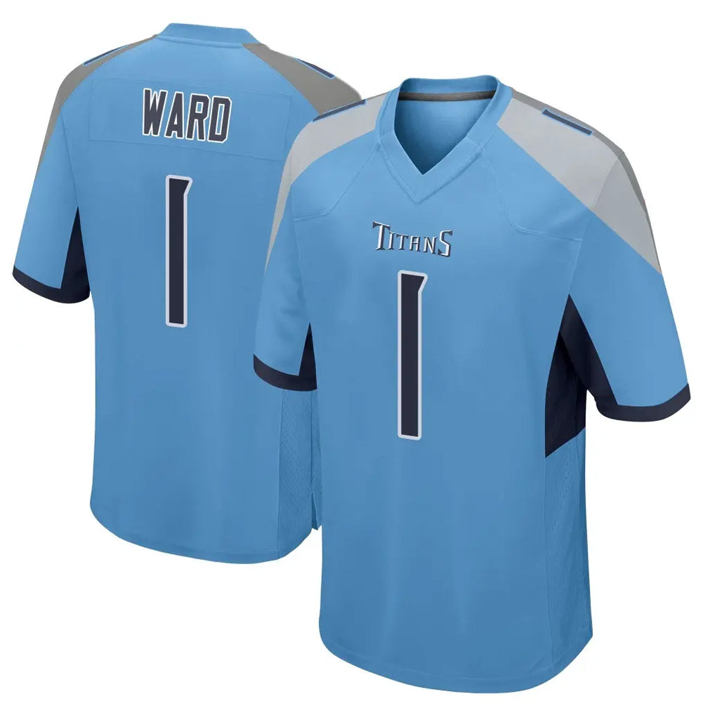T.Titans #1 Cam Ward Player Light Blue Home Game BALCE Stitched Jerseys