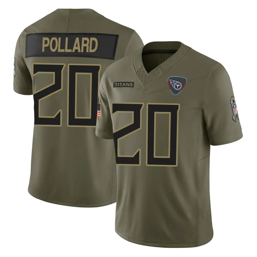 T.Titans #20 Tony Pollard Player Olive Limited 2025 Salute to Service Home Game BALCE Stitched Jerseys