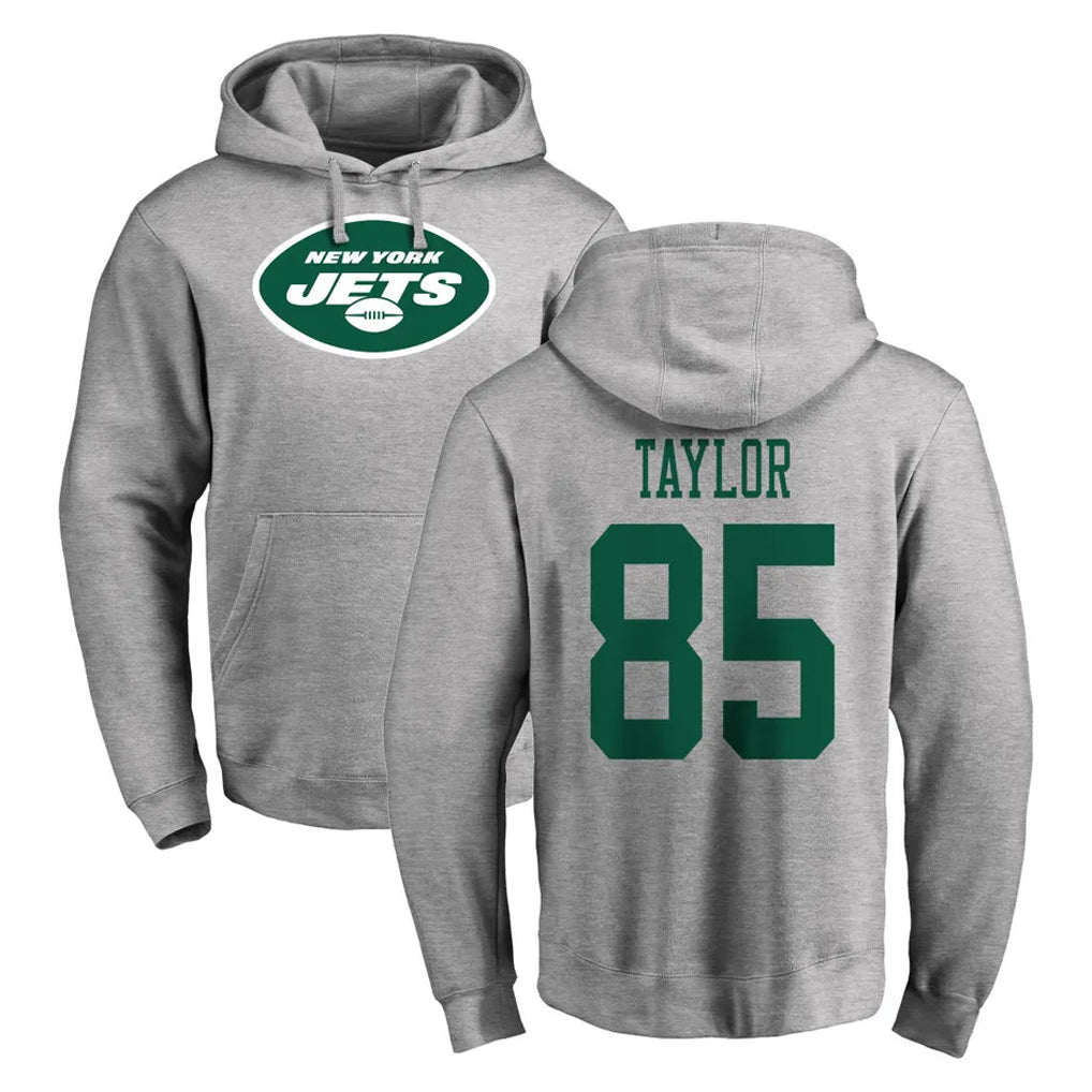 NY.Jets #85 Mason Taylor Player Gray LOGO Pullover Hoodies Limited Game BALCE Stitched Jerseys