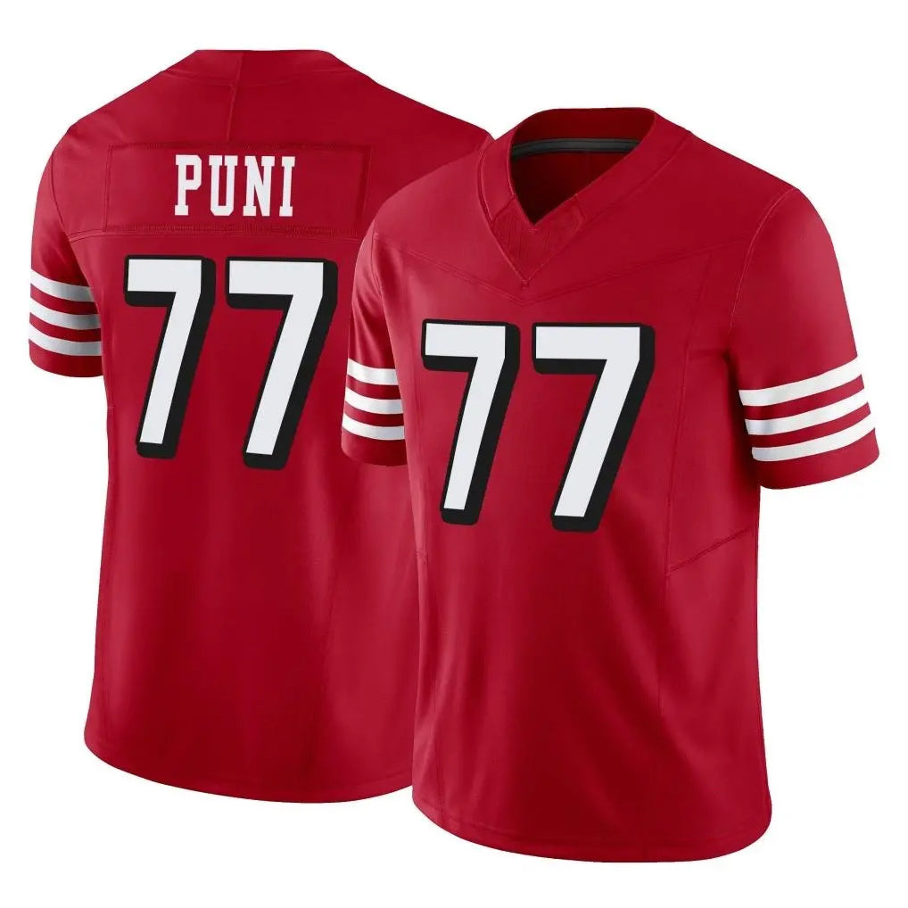 SF.49ers #77 Dominick Puni Player Red Limited Alternate Vapor F.U.S.E. Home Game BALCE Stitched Jerseys