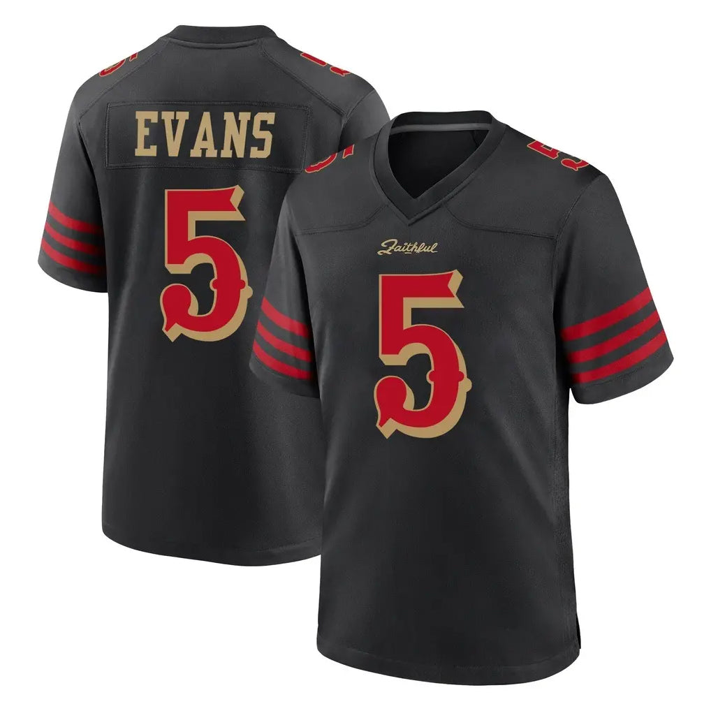 SF.49ers #5 Mike Evans Player Black Rivalries Collection Home Game BALCE Stitched Jerseys
