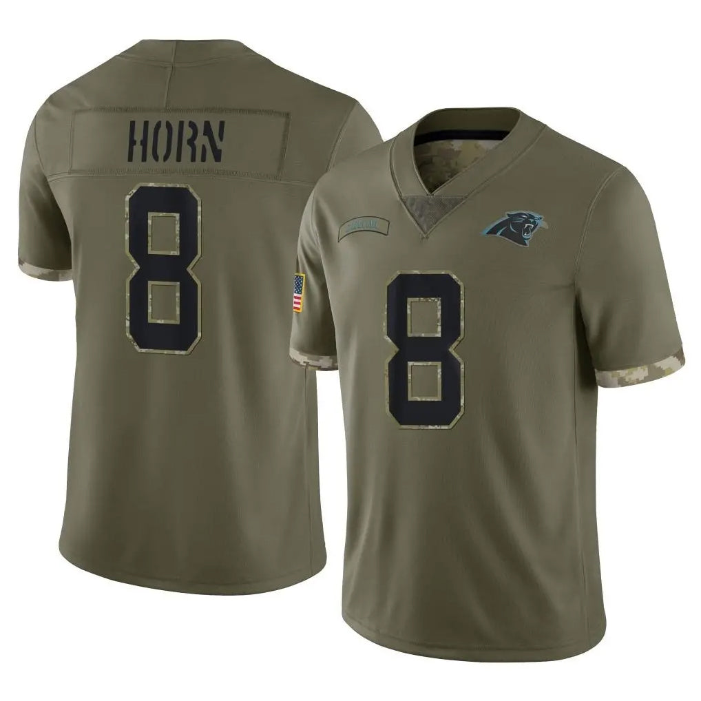 C.Panthers #8 Jaycee Horn Player Olive Salute to Service Game BALCE Stitched Jerseys