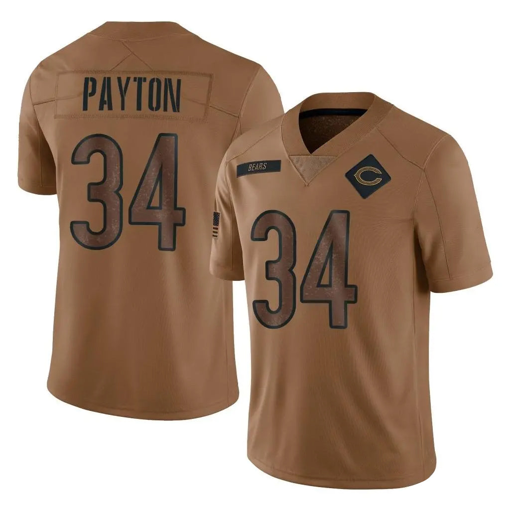 C.Bears #34 Walter Payton Player Brown Salute to Service Limited BALCE Stitched Jerseys