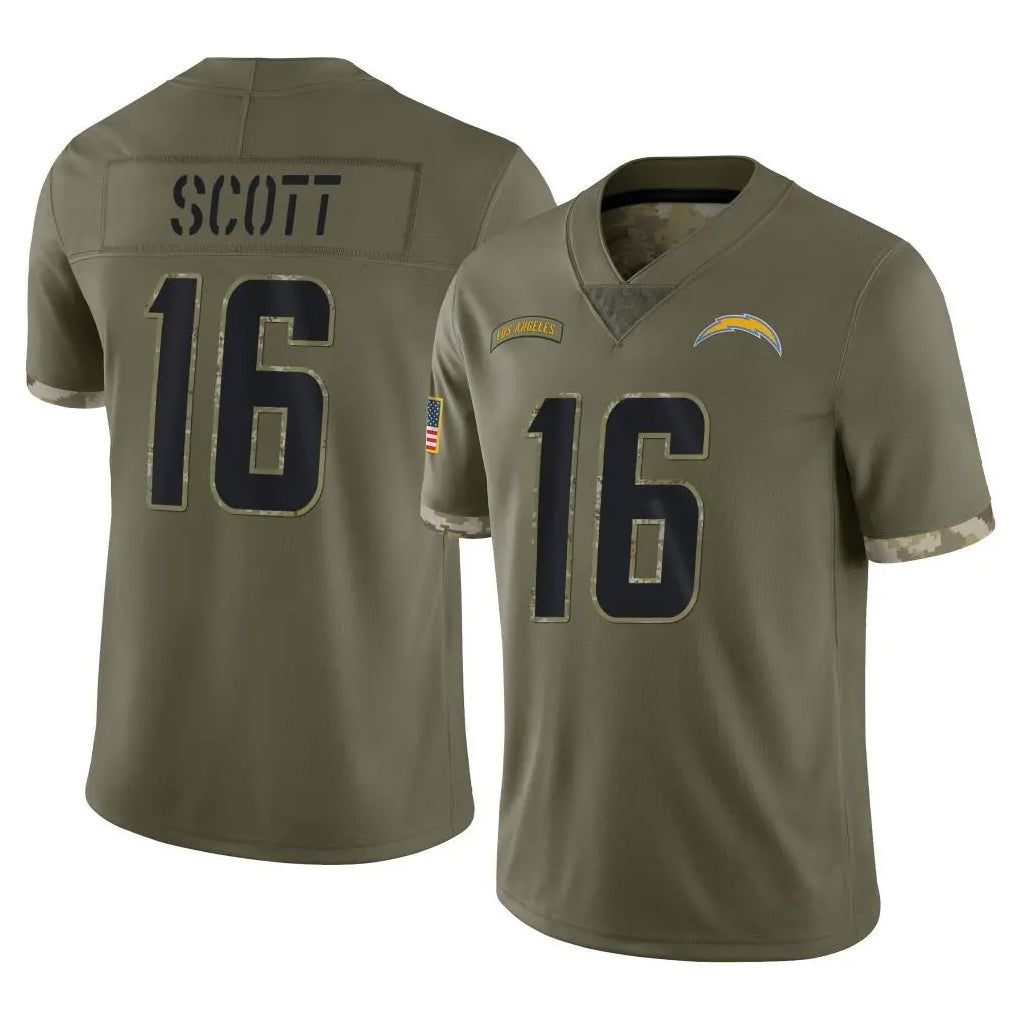 LA.Chargers #16 J.K. Scott Player Olive Salute To Service Limited BALCE Stitched Jerseys