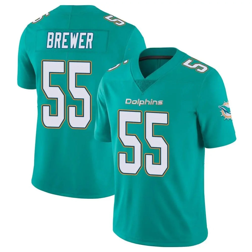 M.Dolphins #55 Aaron Brewer Player Aqua Limited Vapor Untouchable Home Game BALCE Stitched Jerseys
