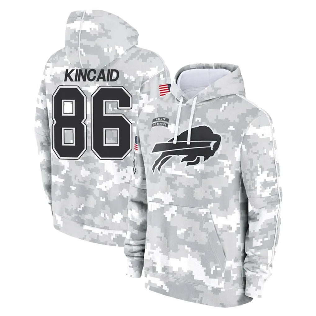 B.Bills #86 Dalton Kincaid Player Arctic Camo Salute to Service Hoodies BALCE Stitched Jerseys