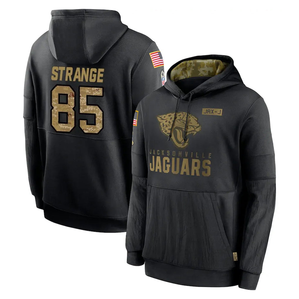 J.Jaguars #85 Brenton Strange Player Black Salute to Service Hoodies Limited Game BALCE Stitched Jerseys