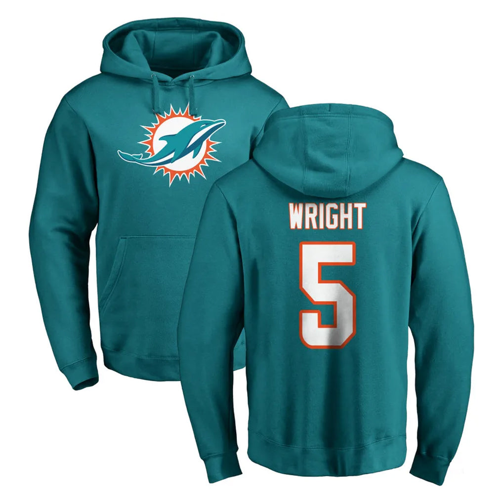 M.Dolphins #5 Jaylen Wright Player Aqua LOGO Pullover Hoodies Limited BALCE Stitched Jerseys