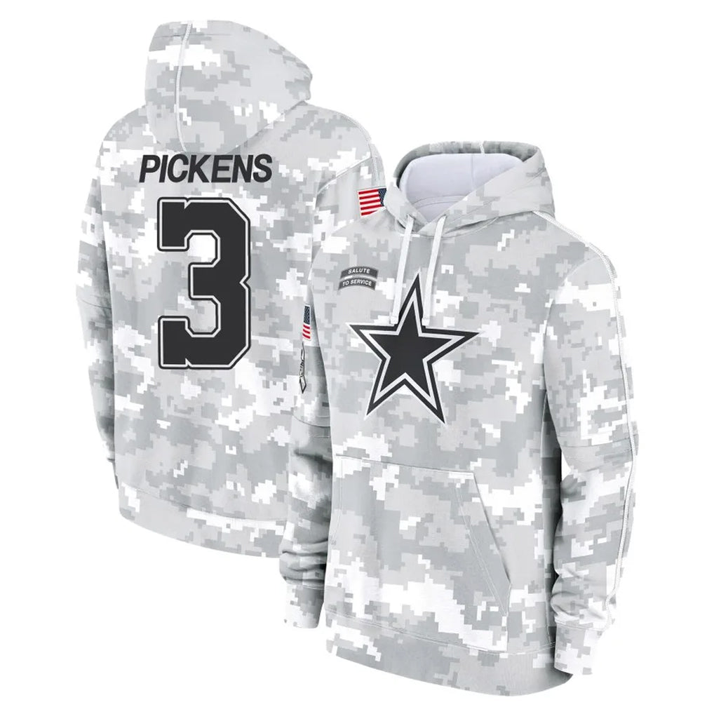 D.Cowboys #3 George Pickens Player Arctic Camo Salute to Service Hoodies Limited Game BALCE Stitched Jerseys