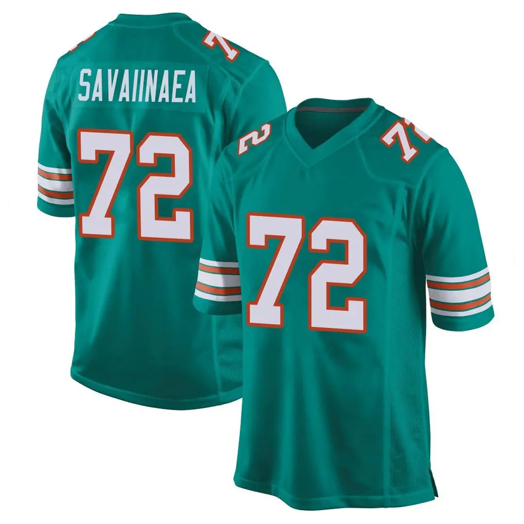 M.Dolphins #72 Jonah Savaiinaea Player Aqua Alternate Home Game BALCE Stitched Jerseys