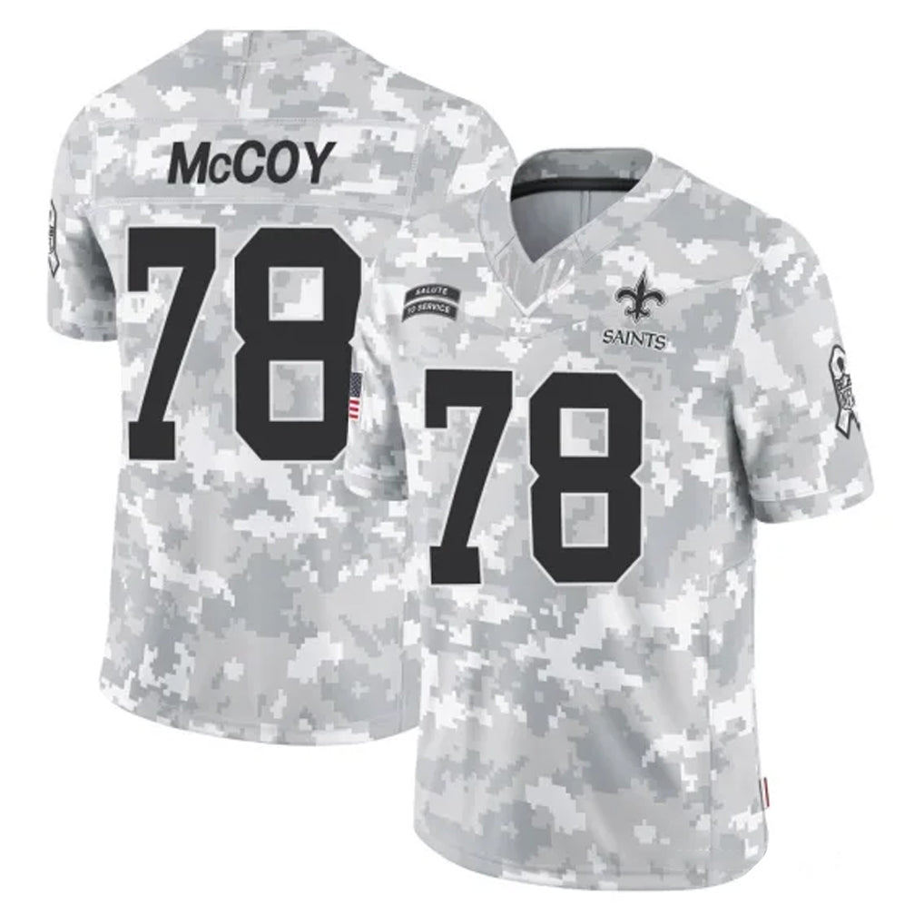 NO.Saints #78 Erik McCoy Player Arctic Camo Salute To Service Limited Game BALCE Stitched Jerseys