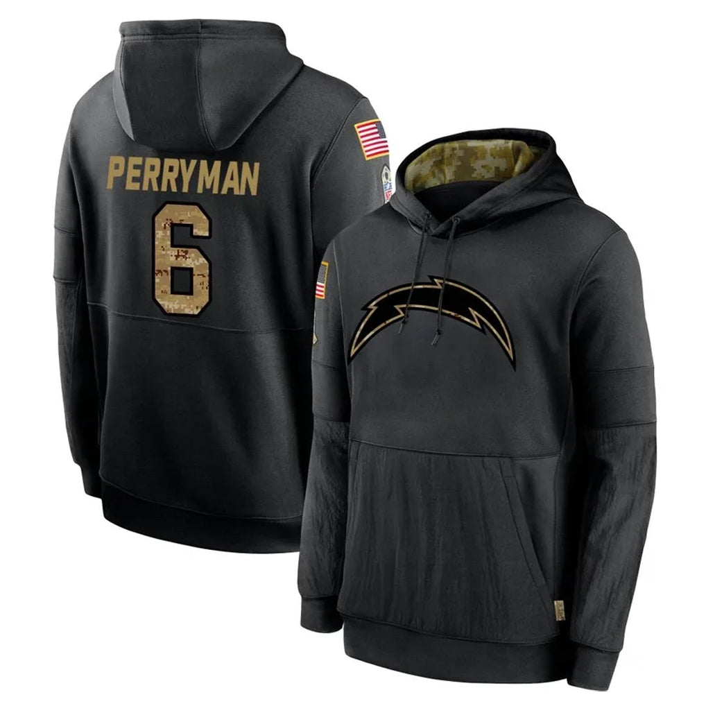 LA.Chargers #6 Denzel Perryman Player Black Salute to Service Hoodies Limited Game BALCE Stitched Jerseys
