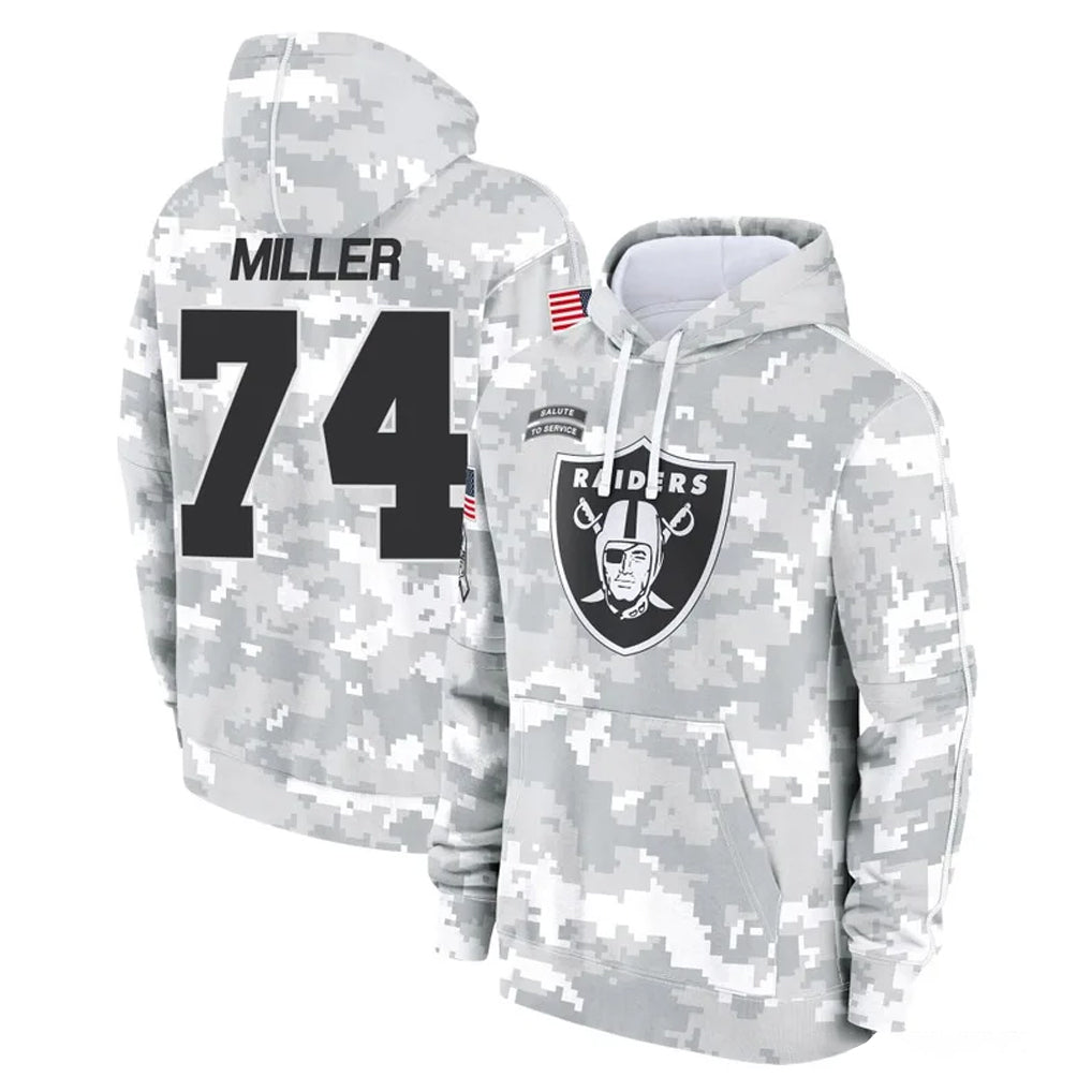 LV.Raiders #74 Kolton Miller Player Arctic Camo Salute to Service Hoodies Limited Game BALCE Stitched Jerseys