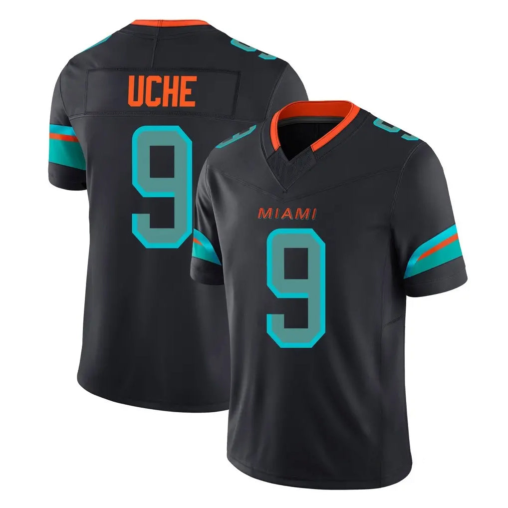 M.Dolphins #9 Joshua Uche Player Black Limited Pitch Rivalries Collection Home Game BALCE Stitched Jerseys