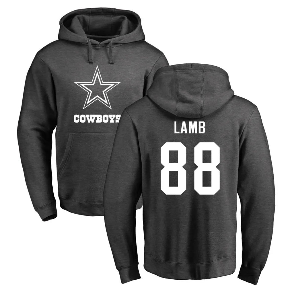 D.Cowboys #88 CeeDee Lamb Player Ash One Color Pullover Hoodie Limited BALCE Stitched Jerseys