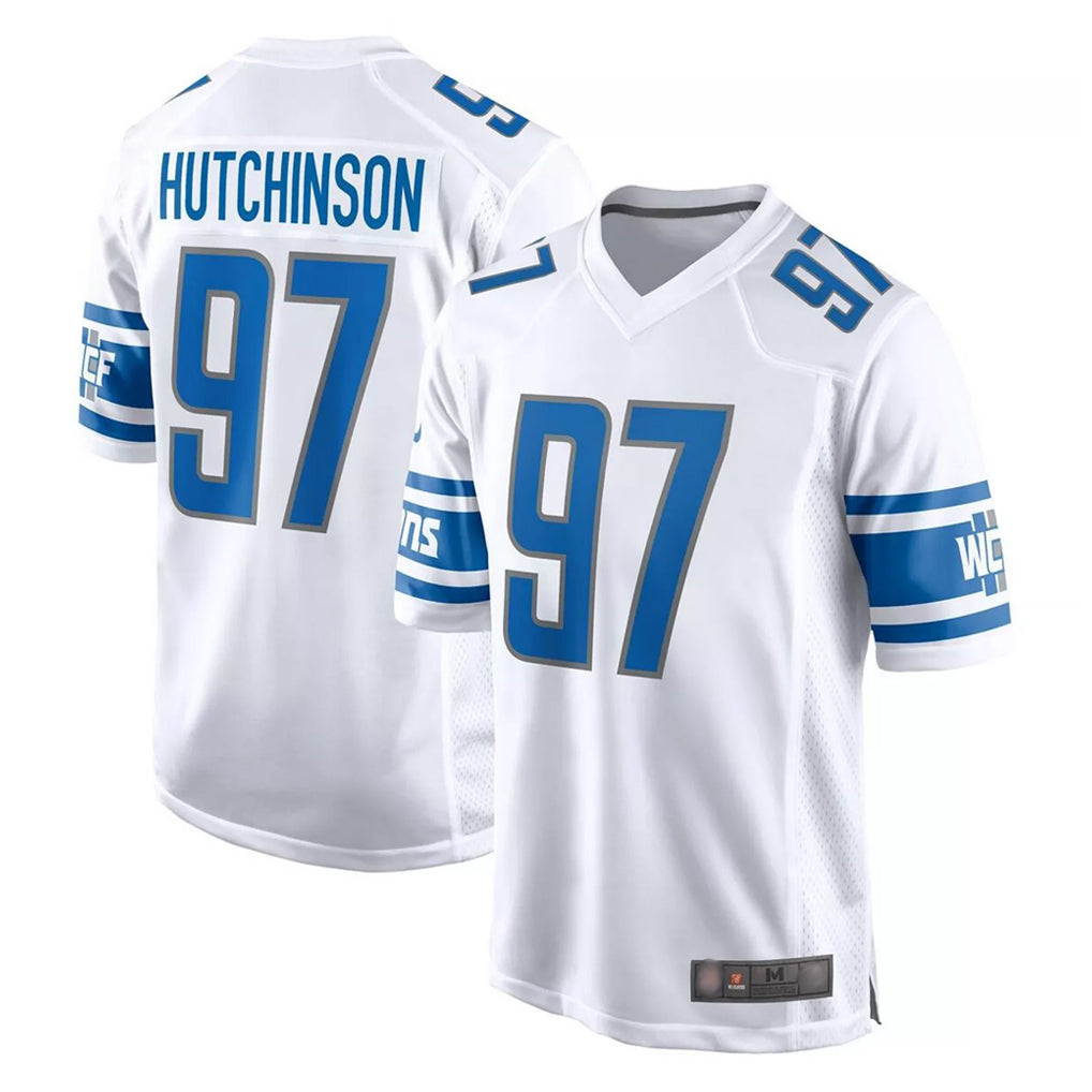 D.Lions #97 Aidan Hutchinson Player White Home Game BALCE Stitched Jerseys