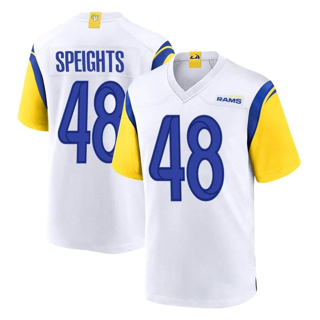LA.Rams #48 Omar Speights Player White Home Game BALCE Stitched Jerseys