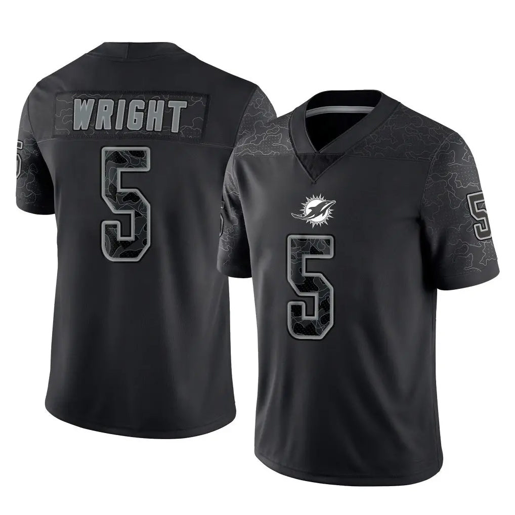 M.Dolphins #5 Jaylen Wright Player Black Reflective Limited Game BALCE Stitched Jerseys