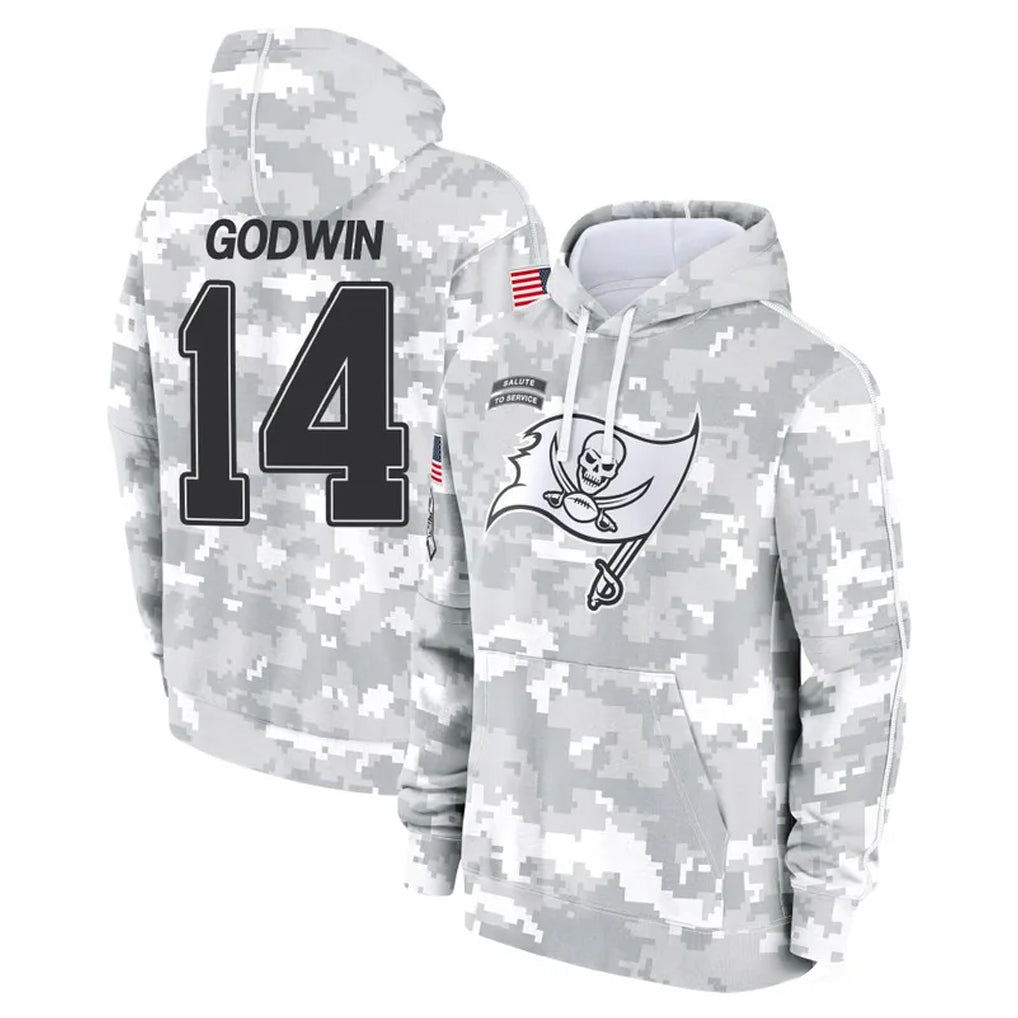 TB.Buccaneers #14 Chris Godwin Jr. Player Arctic Camo Limited Salute to Service Pullover Hoodies Game BALCE Stitched Jerseys