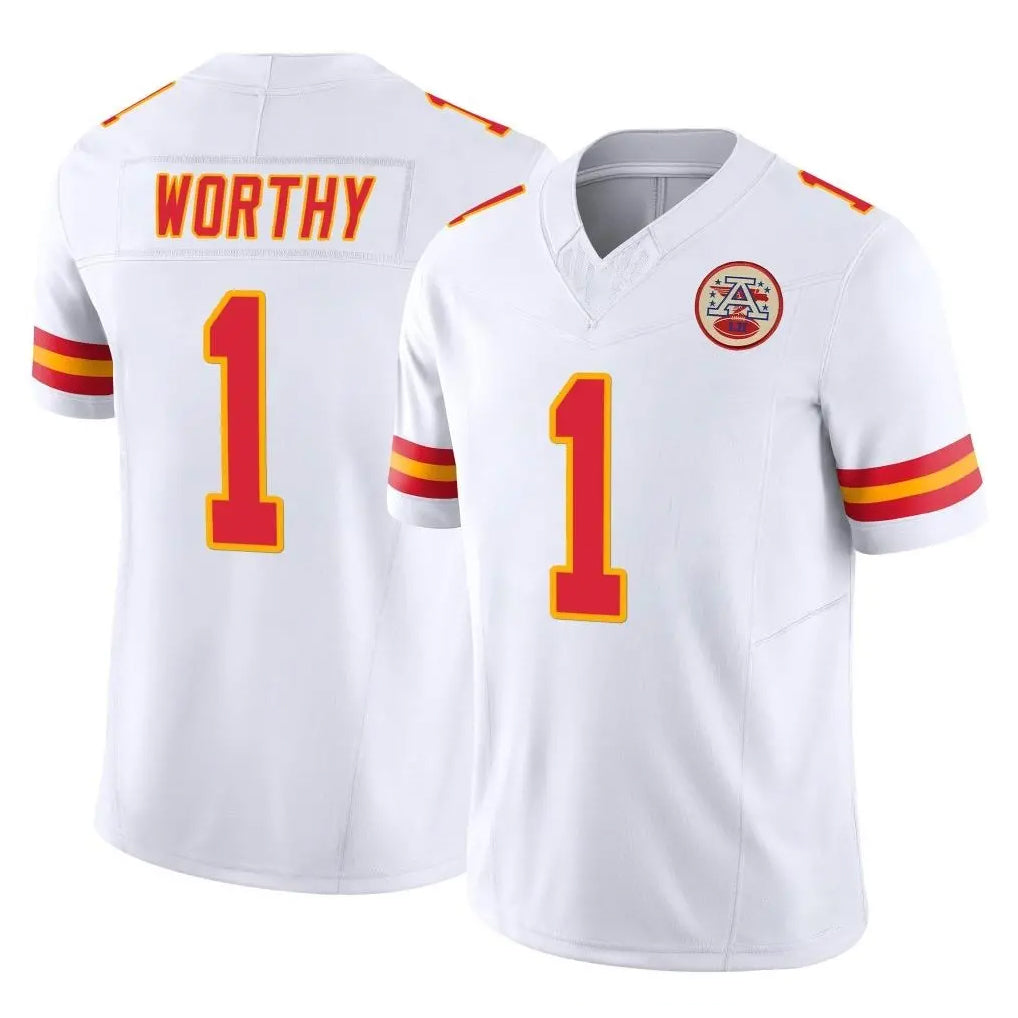 KC.Chiefs #1 Xavier Worthy Player White Limited Vapor F.U.S.E. Home Game BALCE Stitched Jerseys