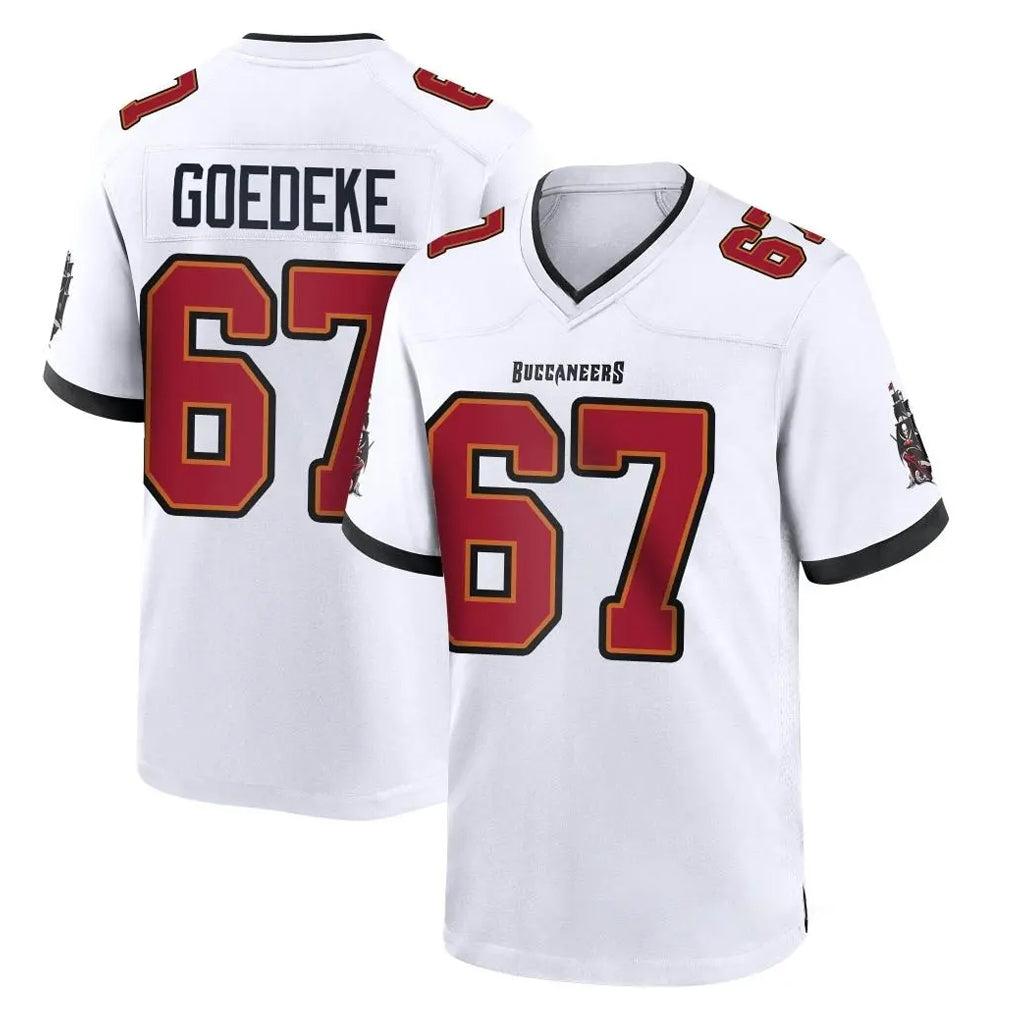 TB.Buccaneers #67 Luke Goedeke Player White Home Game BALCE Stitched Jerseys