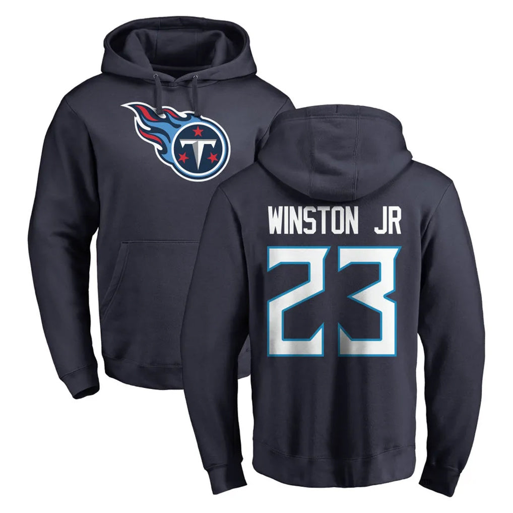 T.Titans #23 Kevin Winston Jr. Player Navy Logo Pullover Hoodies Home Game BALCE Stitched Jerseys