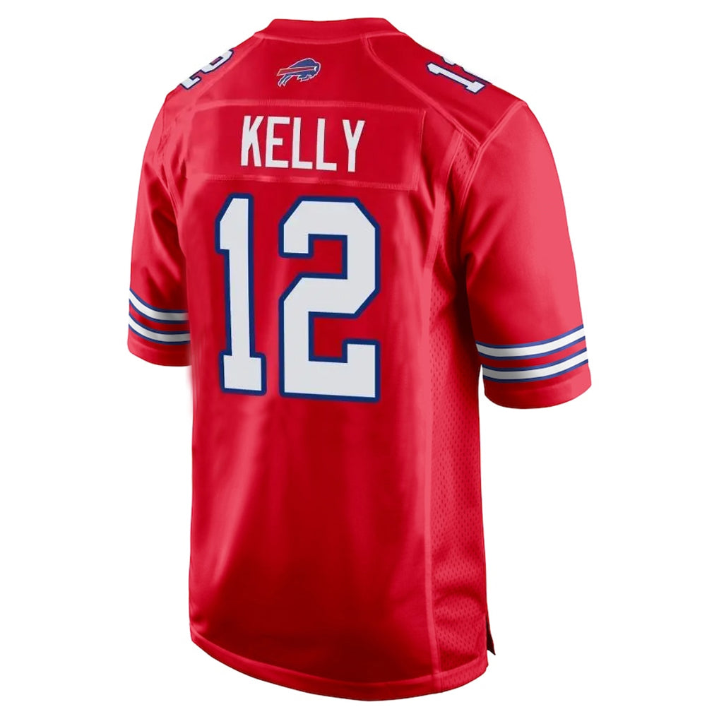 B.Bills #12 Jim Kelly Player Red Home Game BALCE Stitched Jerseys