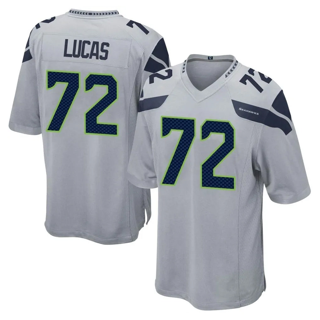 S.Seahawks #72 Abraham Lucas Player Gray Home Game BALCE Stitched Jerseys