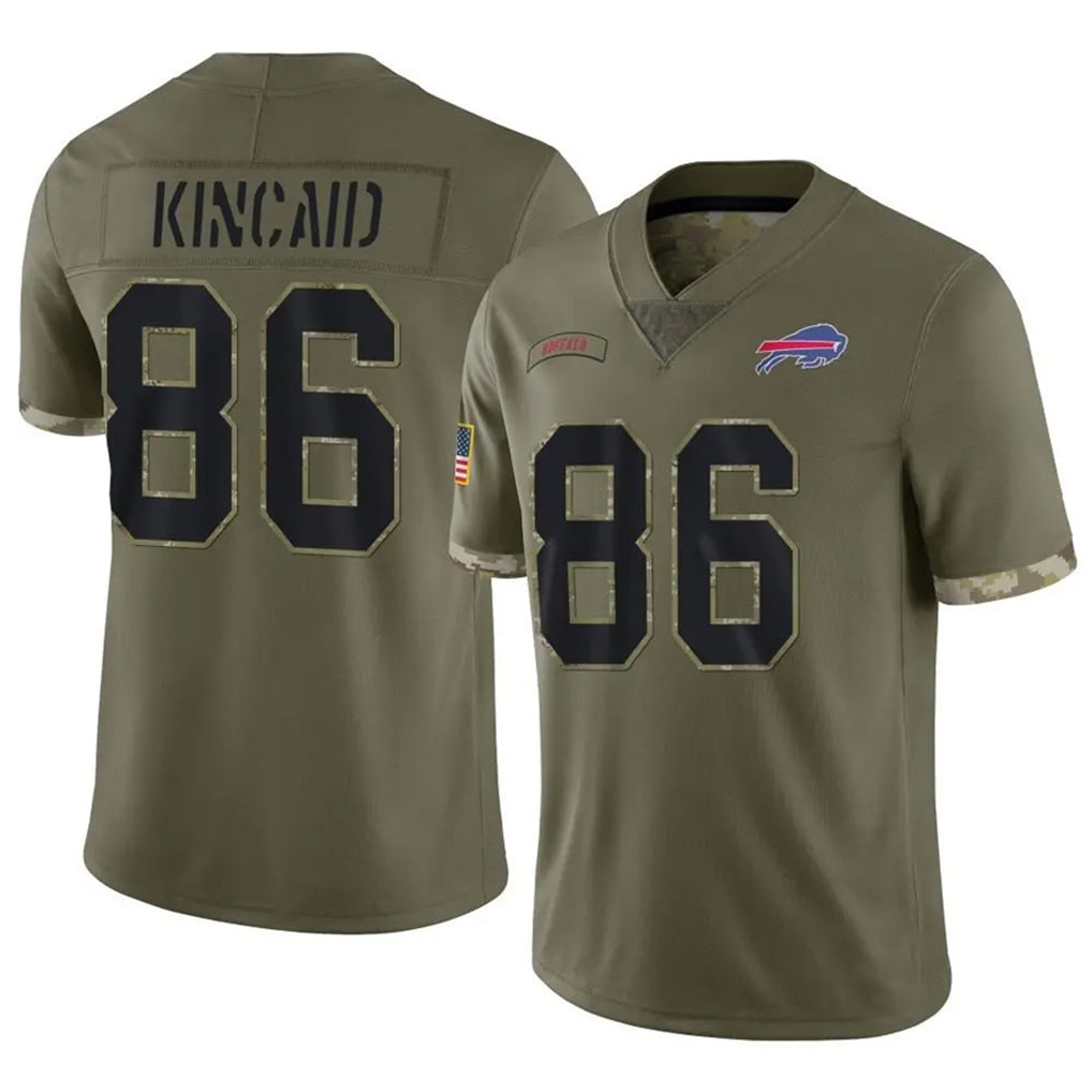 B.Bills #86 Dalton Kincaid Player Olive Salute To Service Game BALCE Stitched Jerseys