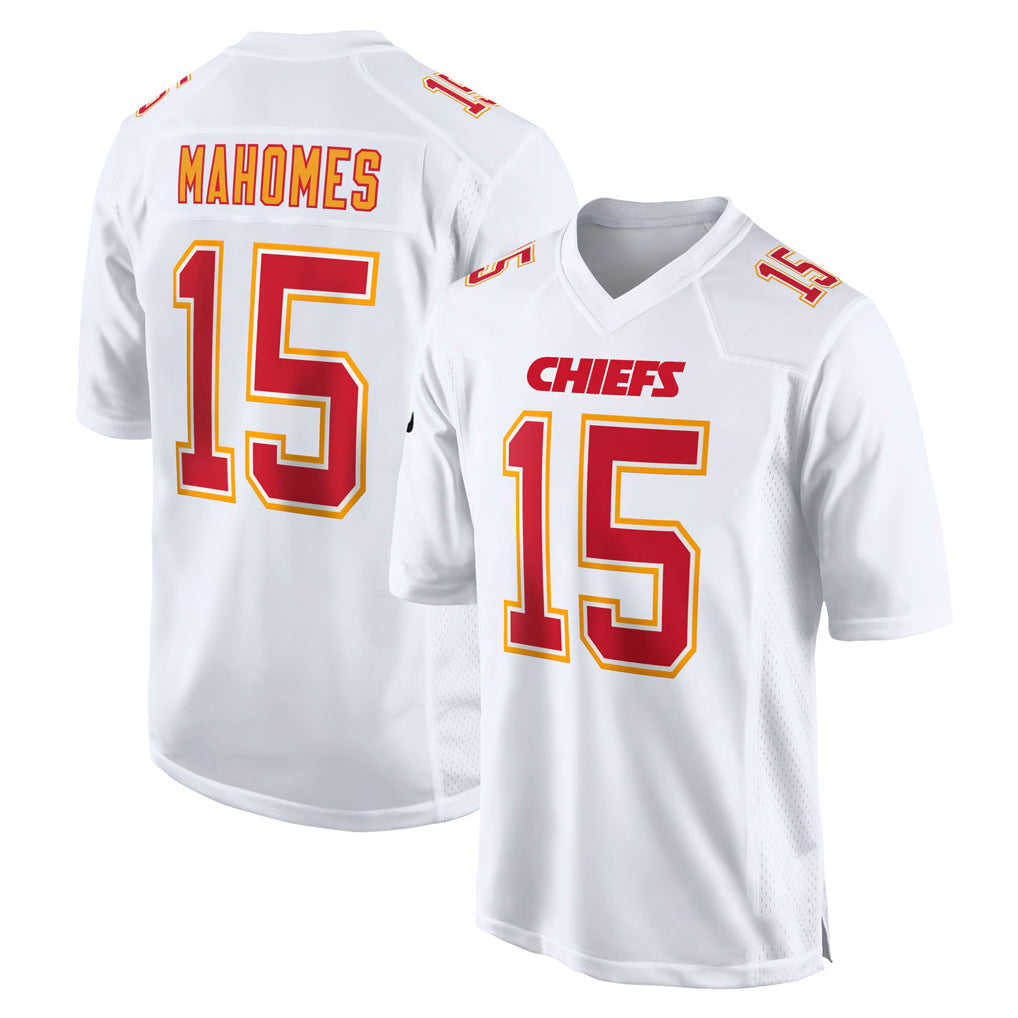 KC.Chiefs #15 Patrick Mahomes Player White Atmosphere Fashion Game BALCE Stitched Jerseys