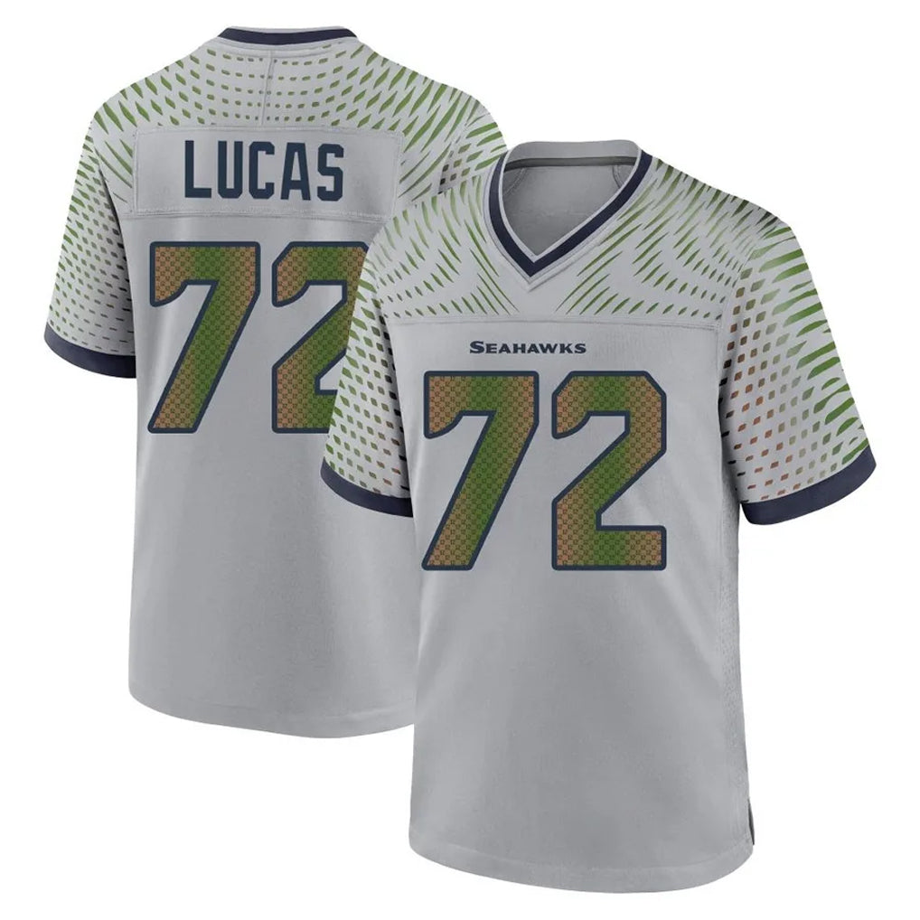 S.Seahawks #72 Abraham Lucas Player Grey 2025 Rivalries Collection Home Game BALCE Stitched Jerseys