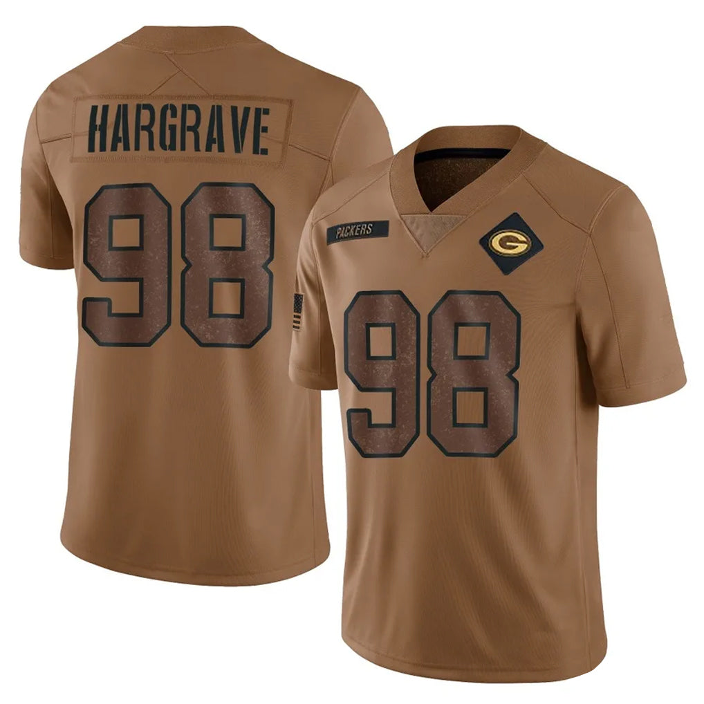 GB.Packers #98 Javon Hargrave Player Brown Salute To Service Limited BALCE Stitched Jerseys